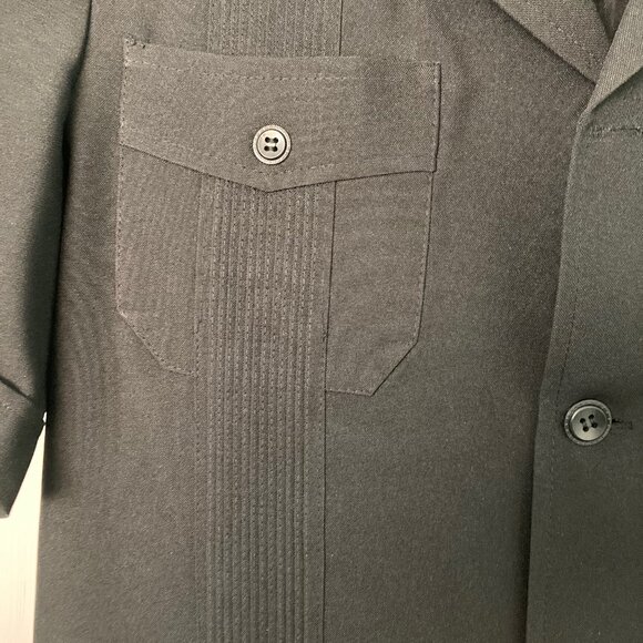 Unknown, 1970's Men's 38 Black Guayabera Polyester Suit - Picture 5 of 16